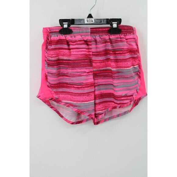 Nike Girls Pink Gray Striped Shorts Athletic Size Large - Picture 1 of 6